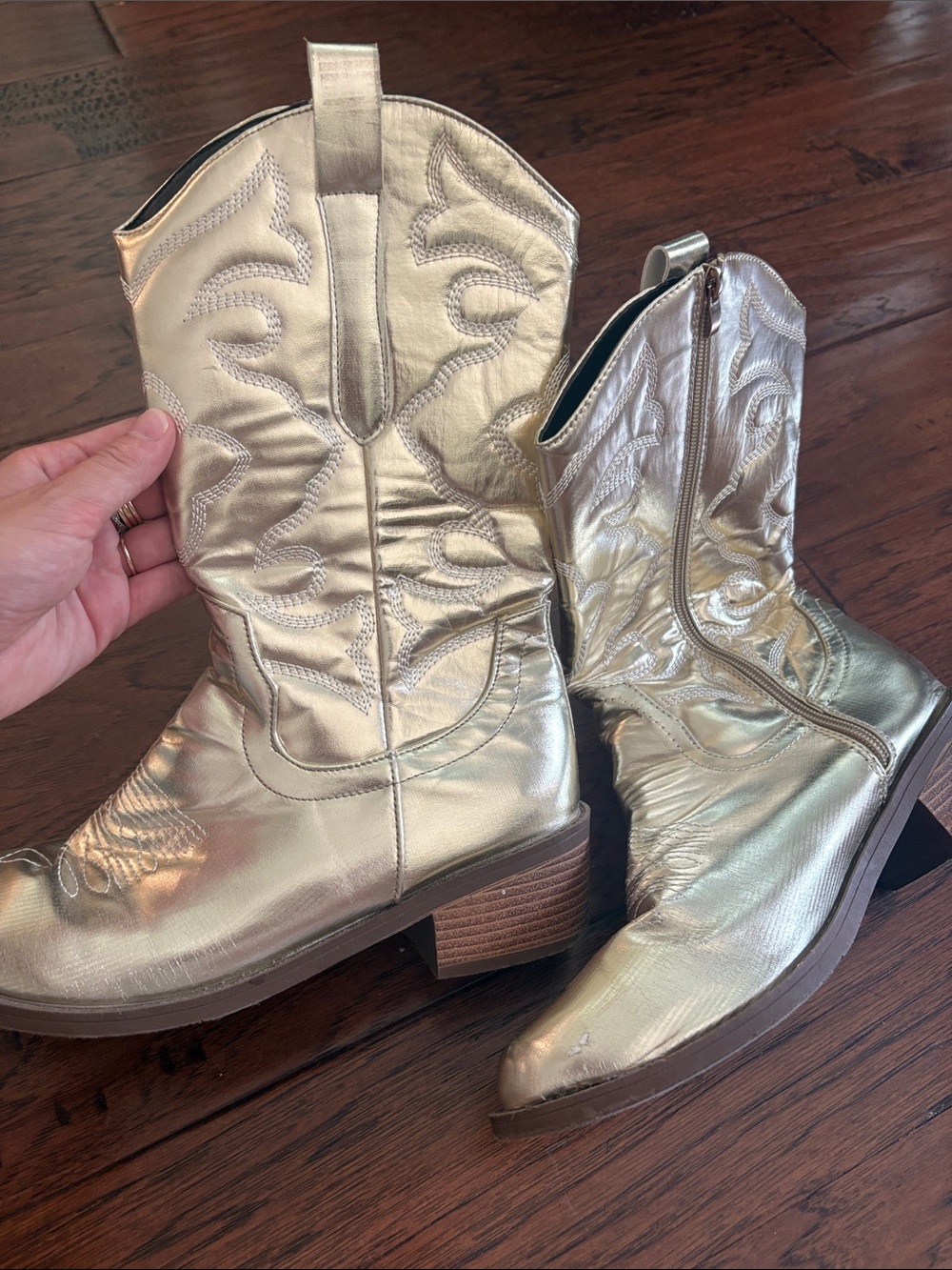 Metallic Gold Western Short Shaft Boot - Women